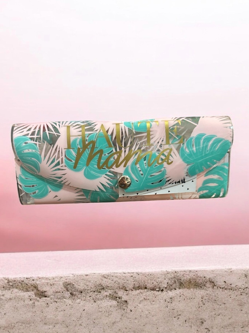 Tropical 'Haute Mama' Foldover glasses case  - Pink & Teal
1220